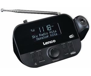 Lenco 810011 cr-615 Reloj Despertador con proyección Dab+ - Radio Digital con Dab+ y FM PLL - 30 emisoras memorables - Despertador de Dos Horas - proyector de 180 Grados - conexión de 3,5 mm - Negro