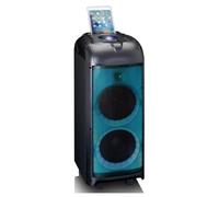 Lenco Altavoz para Karaoke PA-260, Sistema de Karaoke Bluetooth, 120 W RMS, Efectos de luz, batería integrada, 12 Horas de reproducción, 2 micrófonos, Color Negro