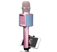 Lenco BMC-090 - Micrófono Karaoke - Bluetooth V4.2 - Con soporte para smartphone - 5 vatios RMS - Efectos de luz LED - Batería integrada con 1200mAh - Android y iOS - Rosa