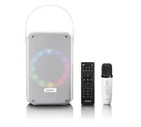 Lenco BTC-060 - Máquina de Karaoke portátil - Bluetooth 5.2-20 W RMS - 2 Altavoces - micrófono - Mando a Distancia - batería integrada - Efectos de luz - Blanco