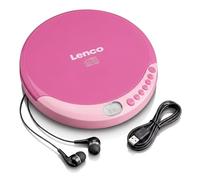 Lenco CD-011PK - Reproductor de CD portátil con función de carga de batería - Pantalla LCD - Diskman - CD walkman - con auriculares y cable de carga micro USB - Rosa