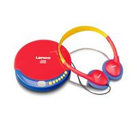 Lenco CD-021 - Reproductor de CD portátil para niños - Discman - Auriculares con limitación de Volumen - Lee CD-R/RW - Batería integrada - con Cable de Carga - Rojo/Azul