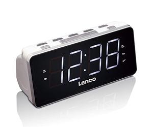 Lenco CR-18 - Reloj Digital con Radio 1.8" (Pantalla LED Jumbo, función regulador, Alarma Dual, función Snooze, Temporizador) Negro y Plateado