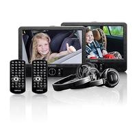 Lenco DVP-939 - Reproductor de DVD con pantalla de 9 pulgadas con pantalla, 2 auriculares USB, SD/MMC, 2 mandos a distancia, 2 soportes para reposacabezas, 2 fuentes de alimentación, color negro