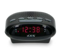 Lenco Ices ICR-210 Negro - Radio despertador FM, radio despertador, sintonizador FM PLL, funciona con pilas, despertador, doble función de alarma, función snooze, pantalla LED, negro