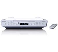 Lenco Radio de cocina KCR-150 – CD, FM, Bluetooth, AUX, incluye kit de montaje, 2x3 W, Blanco