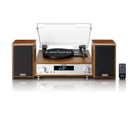 Lenco MC-160WD Equipo de música con Tocadiscos - Radio Dab+/FM, Bluetooth 5.0, conversión de Vinilo a MP3 por USB, tracción por Correa, 3 velocidades, Altavoces de Madera 2x10W, Mando a Distancia