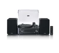 Lenco MC-760BK Tocadiscos con Altavoz - Tocadiscos de 60 W - Reproductor de Vinilo Bluetooth 5.3 - Reproductor de grabación - Dab+ - Madera/Negro