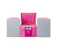 Lenco Minicadena Estéreo CD Radio FM AUX-IN con Pantalla LCD y Pegatinas, Rosa