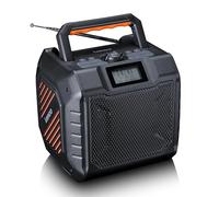 Lenco ODR-160BK Radio Dab+/FM, Altavoz Bluetooth, a Prueba de Golpes e Impermeable, Lector de Tarjetas SD, Entrada Auxiliar, 35 W RMS, duración de la batería 20 Horas, función de Carga USB