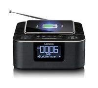 Lenco Radio Despertador Dab+ CR-650 con Dab+ y FM, 20 presintonías, función de Reposo, 2 x 2 vatios RMS, LCD, USB y Cargador QI, Negro