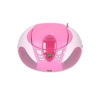 Lenco Radio portátil FM con reproductor CD / USB / MP3 y pantalla LCD, Rosa