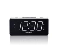 Lenco CR-18 - Reloj Digital con Radio 1.8" (Pantalla LED Jumbo, función regulador, Alarma Dual, función Snooze, Temporizador) Negro y Plateado