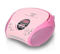 Lenco SCD-24 - Radio FM estéreo con reproductor de CD y antena telescópica, color rosa