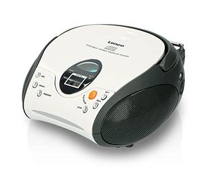 Lenco SCD-24 SCD24 - Reproductor de CD para niños - Radio CD - Sistema estéreo - Boombox - Sintonizador de radio FM - Memoria de pista - 2 x 1,5 W RMS de alimentación - Funciona con red y pilas - Blanco