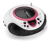 Lenco SCD-38 USB Rosa - Radio FM portátil con Reproductor de CD/MP3 - Entrada USB - Entrada AUX - Rosa