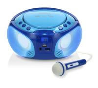 Lenco SCD-650 Reproductor de CD para niños - Radio CD - Karaoke - Sistema estéreo - Boombox - Reproductor de CD/MP3 y USB - Potencia 2 x 2 W RMS - Función Sing-A-Long - Micrófono - Azul