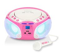 Lenco SCD-650 Reproductor de CD para niños - Radio FM - Microfóno - USB - Altavoces con Efectos de luz - Rosa