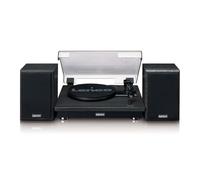 Lenco Tocadiscos LS-100 con Bluetooth 5.3, 33/45/78 RPM, parada automática, dos altavoces de 10 W, carcasa de MDF, color negro