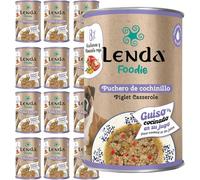 Lenda Foodie - 12 x 380gr Comida Humeda Perros Premium - Puchero de Cochinillo - para Adultos Jovenes y Senior - Comida Natural Hipoalergenica con Aceite de Salmon - Sin Conservantes ni Aditivos