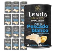 Lenda Pack 12 x 400gr Comida Humeda hipoalergenica para Perro Joven y Adulto - Pescado Blanco con Patatas - Alimento Completo y Natural para Todas Las Razas - Sin Cereales con Condroprotectores