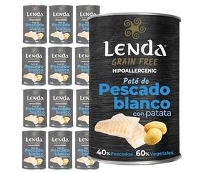 Lenda Pack 12 x 400gr Comida Humeda hipoalergenica para Perro Joven y Adulto - Pescado Blanco con Patatas - Alimento Completo y Natural para Todas Las Razas - Sin Cereales con Condroprotectores