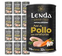 Lenda Pack 12 x 400gr Comida Humeda hipoalergenica Perro Joven y Adulto - Pollo con Zanahorias - Alimento Completo y Natural para Todas Las Razas - Sin Cereales con Condroprotectores