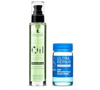 Lendan Aceite Capilar con Moringa 100 ml + Ultra Repair Booster 6 x 10 ml | Set Reparador para Cabello Seco o Dañado