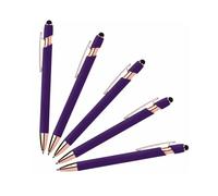 Lenden Paquete de 5 bolígrafos de tinta de gel 2 en 1 con punta capacitiva, punta media de metal premium, tinta negra, compatible con la mayoría de pantallas táctiles (morado)