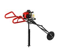 LENDISIY Broca de perforación de gasolina de 63 cc, 3 HP 8800 ± 300 rpm, 2 tiempos, longitud de 80 cm, perforadora de suelo con doble hélix, plegable, carretilla