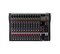 LENDISIY Consola de mezcla de sonido estéreo de 12 canales, consola mezcladora DJ con USB Bluetooth, mezclador de audio profesional, mezclador en vivo Micfuns, amplificador, sistema de consola de