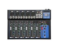 LENDISIY Mesa de mezclas, mezclador de audio de 7 canales, consola mezcladora de sonido estéreo, mezclador de audio, consola de mezclas USB Bluetooth
