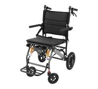 LENDISIY Silla de ruedas plegable ligera hasta 100 kg, plegable, portátil, con mango telescópico, frenos