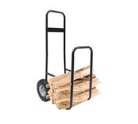 leñero con ruedas Transportador de carro for estante de troncos for leña, ruedas de soporte for portador de madera, tipo carrete de metal resistente negro, transportador de carro con dirección desliza