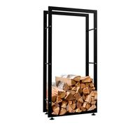 Leñero keri de metal negro negro 25x60x125 cm