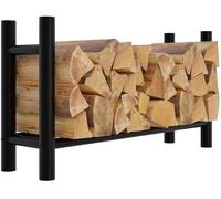 Leñero medya de metal negro negro 30x100x60 cm