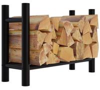 Leñero medya de metal negro negro 30x60x80 cm