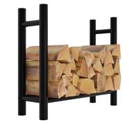 Leñero medya de metal negro negro 30x80x80 cm