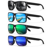 Lengnuantazhi Paquete de 4 lentes de sol polarizados para hombres y mujeres, deportes, conducción, pesca, protección UV400, negro, azul, verde, azul oscuro