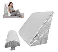 LengSuaa Juego de 2 almohadas de cuña de cama, cojín inclinado de espuma viscoelástica extraíble con reposacabezas para elevación de piernas, soporte de espalda, reflujo ácido, ronquidos, poscirugía