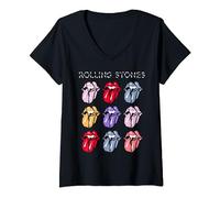 Lengua multicolor oficial de The Rolling Stones HD Camiseta Cuello V