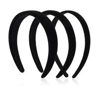 Lengxue 3 diademas acolchadas de terciopelo negro, anchas de espuma, cómodas, vintage, a la moda, antideslizantes