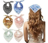 Lengxue Juego de 6 diademas con diseño triangular, coloridas, de gasa, estilo bohemio, para mujer