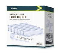 Lenink 20 soportes de etiquetas de alambre para estantes, soporte de etiquetas de alambre de plástico compatible con estantes Metro y Nexel de 1-1/4 pulgadas, área de etiqueta de 6 pulgadas de largo x