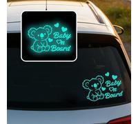 Leniutor 1 calcomanía reflectante para coche, diseño de koala bebé a bordo, advertencia de seguridad, impermeable, vinilo para coche, señal de visibilidad nocturna para parachoques de ventana de
