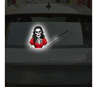 Leniutor 1 calcomanía reflectante para limpiaparabrisas trasero de Halloween, calavera de terror, esqueleto, ondulado, divertidas calcomanías de vinilo impermeable para ventana trasera de coche