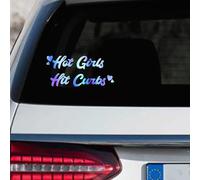 Leniutor Hot Girls Hit Curbs - Calcomanías de vinilo divertidas para automóvil, parachoques, ventana, camión, calcomanías para mujeres y niñas (1 unidad, azul holográfico)