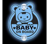 Leniutor Lindo Koala Baby On Board calcomanía para coches, altamente reflectante de doble cara para niños a bordo con ventosa de advertencia para ventana de coche (ventosa reflectante, azul)