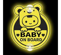 Leniutor Lindo Koala Baby On Board calcomanía para coches, altamente reflectante de doble cara para niños a bordo con ventosa de advertencia para ventana de coche (ventosa reflectante, amarillo)