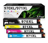 LENKTOR Cartucho de tinta 970XL 971XL de repuesto para cartuchos de tinta HP 970 971 para OfficeJet Pro X451dw X451dn X476dw X476dn X576dw X551dw Paquete de 4 (1 negro, 1 cian, 1 magenta, 1 amarillo)